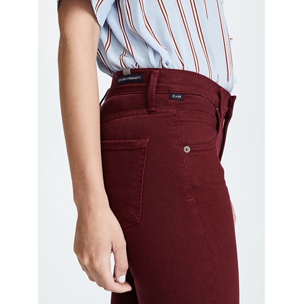 Citizen of Humanity Elsa Mid Rise Slim Crop Jeans Maroon Red Size 27 - Picture 3 of 10